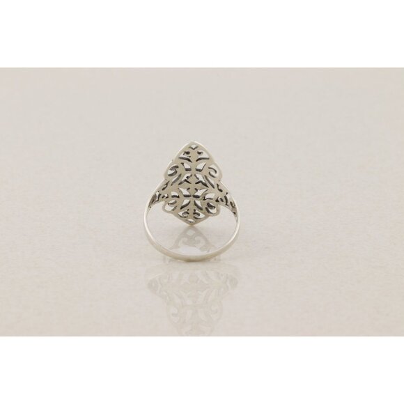 Sterling Silver Filigree Ring Navette Ring Size 8 - Picture 3 of 7